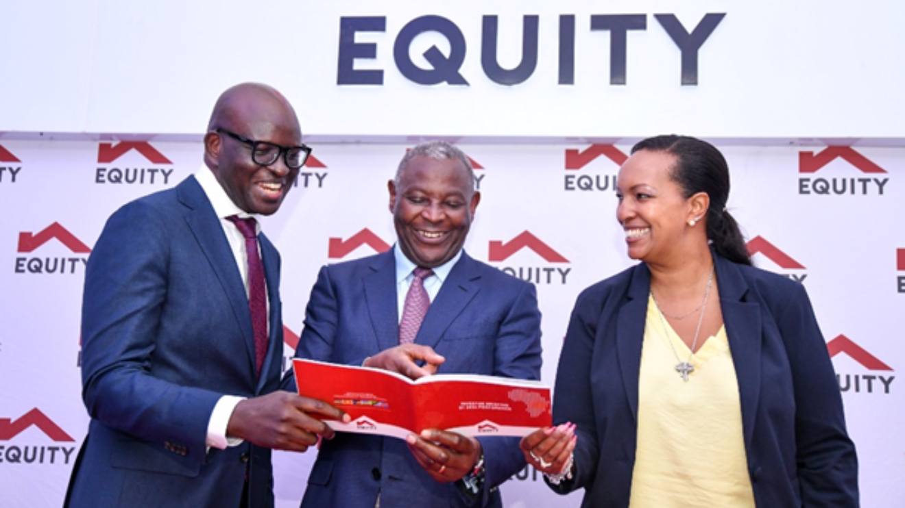 From left to right: Equity Group Chief Finance Officer, Moses Nyabanda, Equity Group Managing Director and CEO, Dr. James Mwangi and Equity Group Chief Internal Auditor, Beth Kithinji, during the Q1 2024 Investor Briefing event. PHOTO/COURTESY